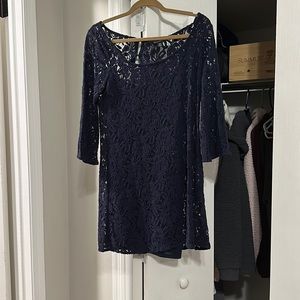 Navy blue, lace American eagle long sleeve dress